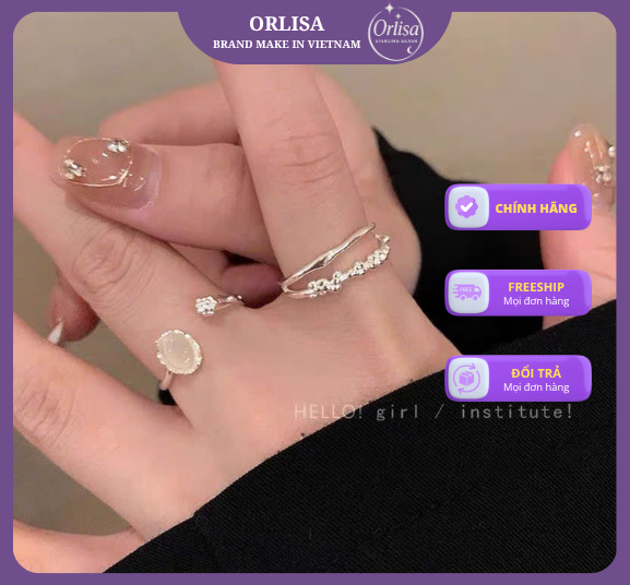 Nhẫn kép hình bassic bạc 925 thương hiệu Orlisa